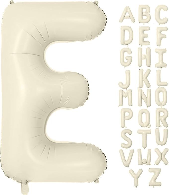 Letter Balloon 40Inch Cream White Big Alphabet Balloons Letter E | Giant Foil by YUNSHANGMO