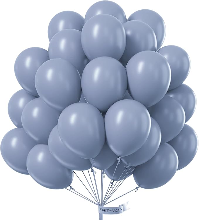 PartyWoo Dusty Blue Balloons 50pcs Boho Dusty Purple Muted Lavender Color | 12 by PartyWoo