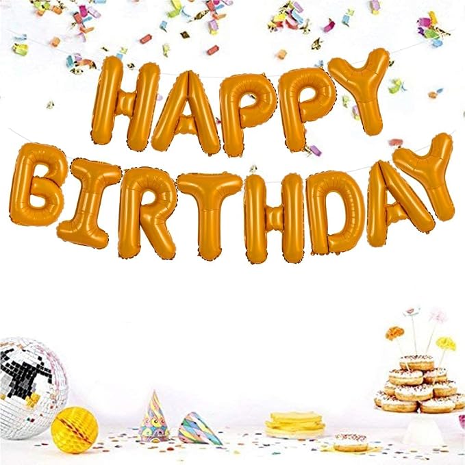 TONIFUL 16 Inch Orange Happy Birthday Balloons Banner Decorations | Reusable - Image 5