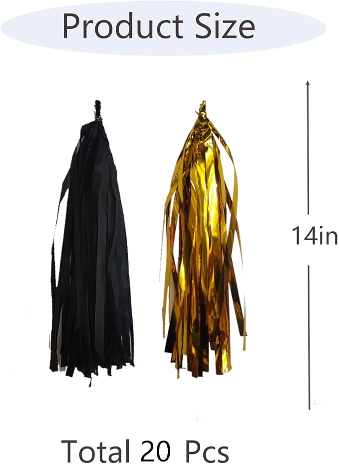 We Moment Black and Gold Tassel Garland，Tissue Tassel Banner - Image 2