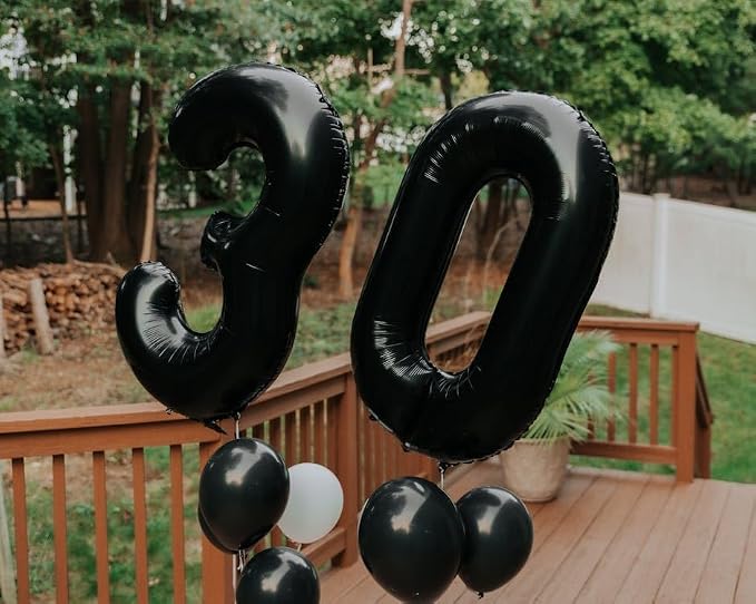 40 inch Black 0 Number Balloon Giant Foil Helium Balloons Black Large Digital - Image 6