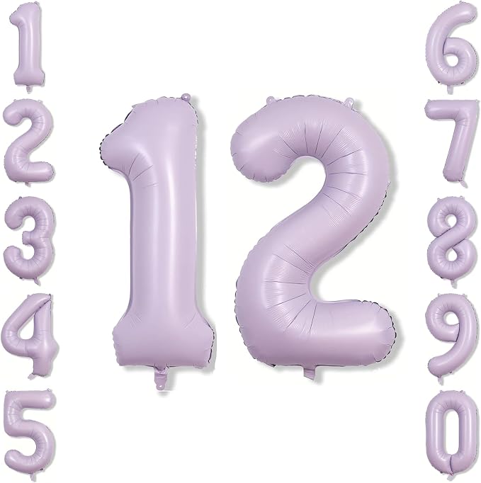 Cream Purple Number 12 Balloon 40 Inch, Foil Digits by Unknown