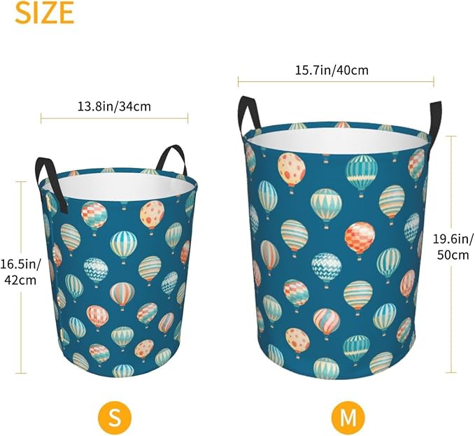 Cute Hot Air Balloons Round Laundry Hamper Storage Basket Toys Clothes - Image 4