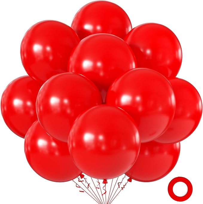 Red Balloons 18 Inch 24 Pack Matte Helium Latex Round Balloons by KALOR