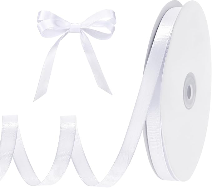 woric 120 Yards White Satin Ribbon 3/8 Inch Thin Ribbon | Smooth Satin by woric