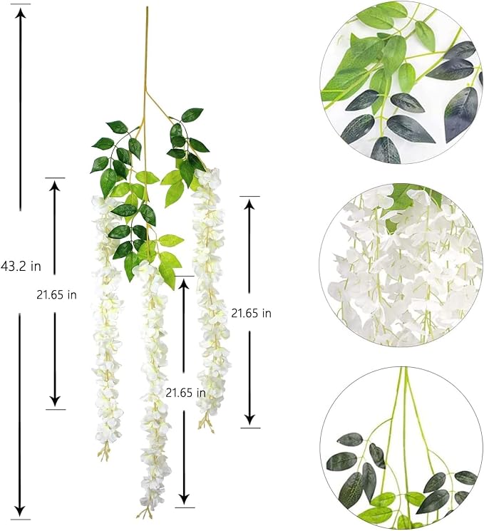 108Pcs Artificial Wisteria Flowers 3.6 Feet/Piece White Dense Artificial Fake - Image 4