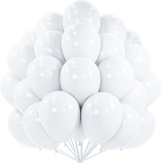 PartyWoo White Balloons 101pcs Matte White Latex Helium Balloons 12 Inch | by PartyWoo