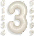 SUWEN 40 Inch Cream White Large 3 Number Balloons Big Foil Helium Number by SUWEN