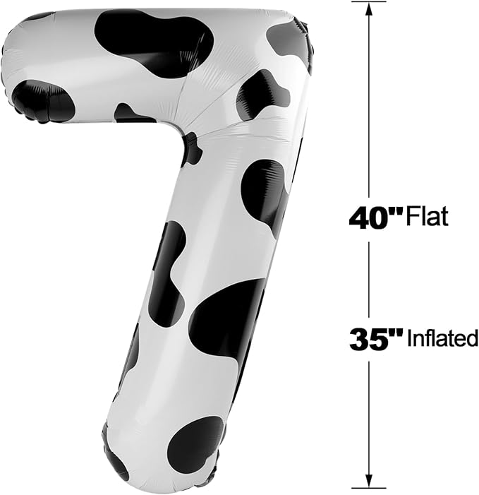 Cow Print Number 7 Balloon 40 inch, Cow Birthday Party Balloons Decorations | - Image 2