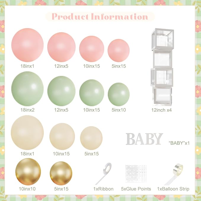 CROSSFINGERS Pink and Green Baby Shower Decorations - Image 2