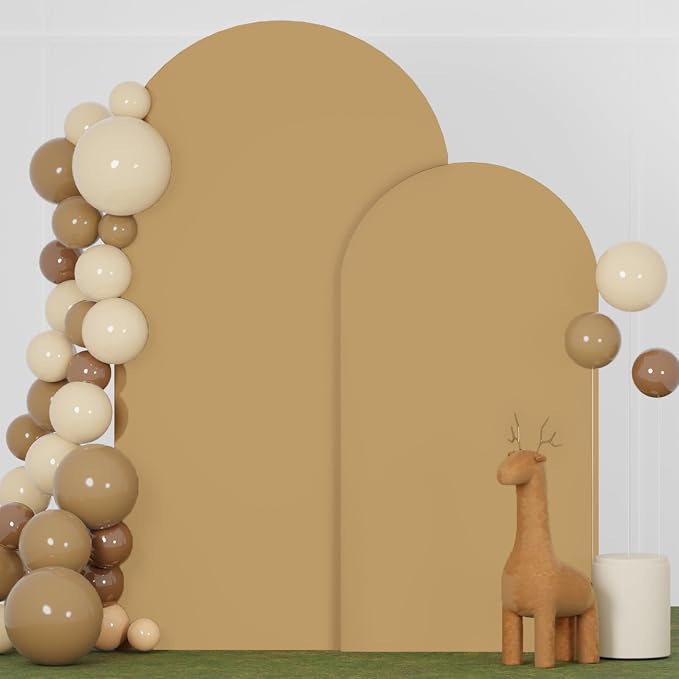 FANPROMS Khaki Arch Cover Set of 2 Arch Backdrop Stand Cover 6FT 7.2FT Spandex by FANPROMS