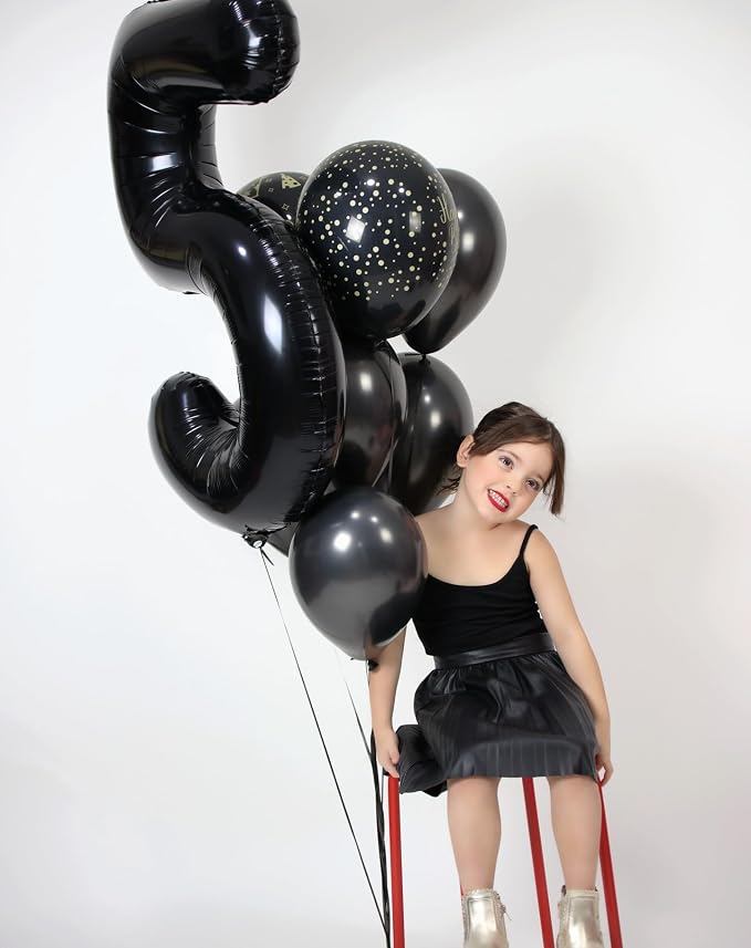 3 Balloon - Black Birthday Number Balloons, 40 Inch Decorations Men Women | - Image 3
