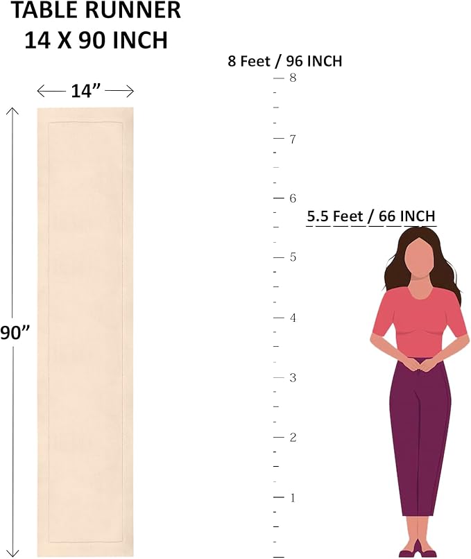 Solino Home Linen Sage Green Table Runner 90 Inches Long - 100% Pure Linen Hemstitch 14 x 90 Inch Table Runner for Dining, Fall, Autumn, Thanksgiving, Christmas - Classic Hemstitch