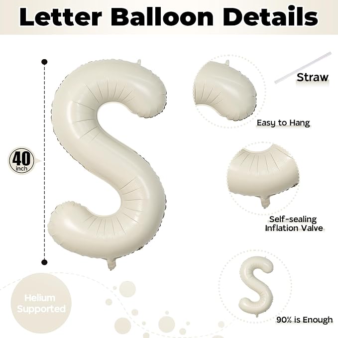 40 Inch Cream BIG SIS Balloons, Large Beige Neutral Big Sis Balloon Letters Sign - Image 2