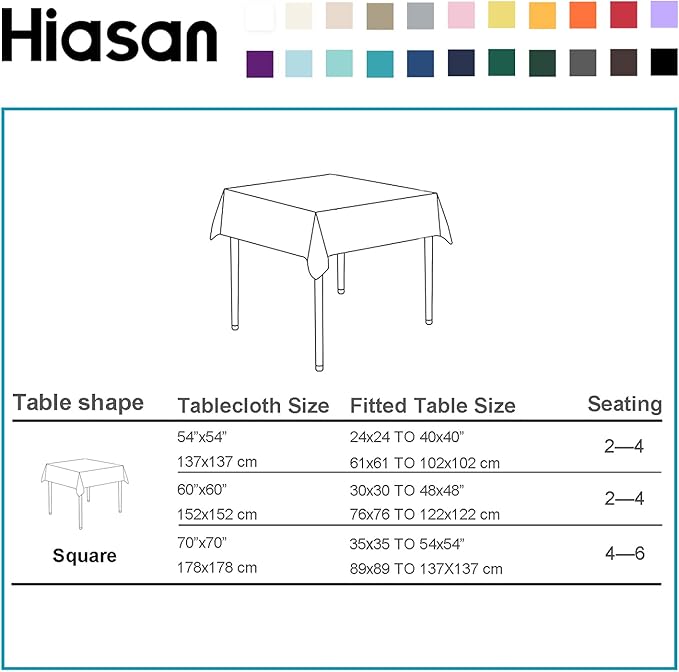 Hiasan Pink Tablecloth for Square Tables - Waterproof and Spillproof Washable Fabric Table Cloth for Dining Room Kitchen Party, 70 x 70 Inch