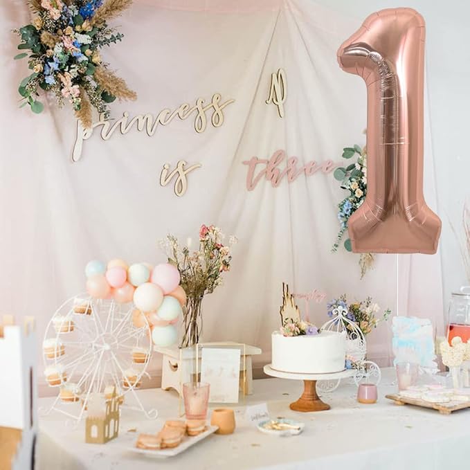TONIFUL 40 Inch Rose Gold Large Numbers Balloons 0-9, Number 1 Digital 1 Helium - Image 4