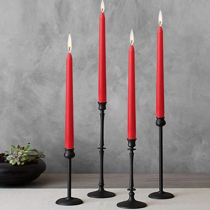 14 Pack Tall Red Taper Candles - 10 Inch Red Dripless, Unscented Dinner Candle - Paraffin Wax with Cotton Wicks - 8 Hour Burn Time.