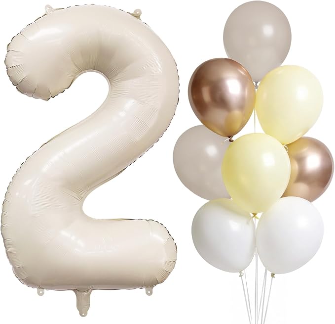 Cream Number 2 Balloon 40 Inch Beige Nude Number 2 Balloon by LEBERY