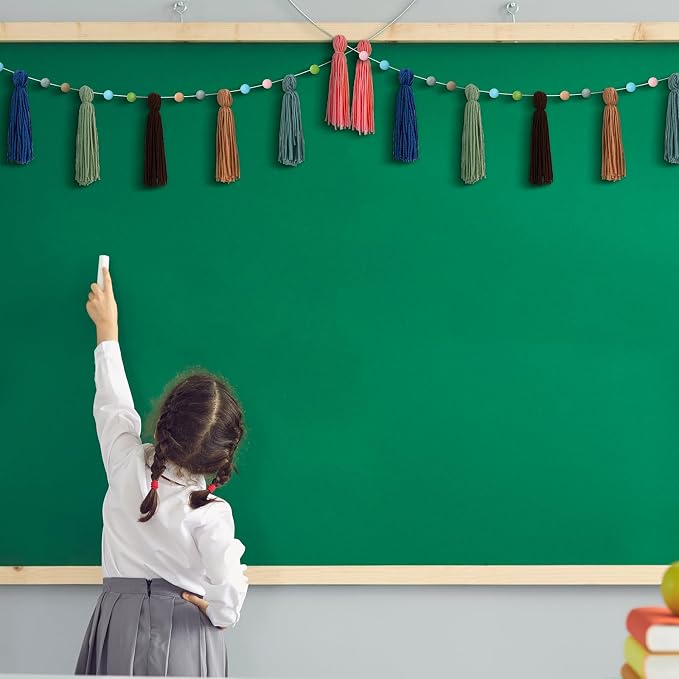 Syhood 3 Pcs Boho Tassel Garland Boho Rainbow Pom Pom Wall Decor Each 50'' - Image 5