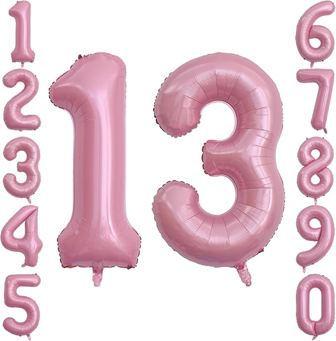 Pearlescent Pink Number 13 Balloon 40 Inch, Shiny Foil by Unknown