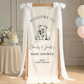 Personalized Bear Baby Shower Fabric Welcome Sign Hello Baby Linen Backdrop | by Unknown