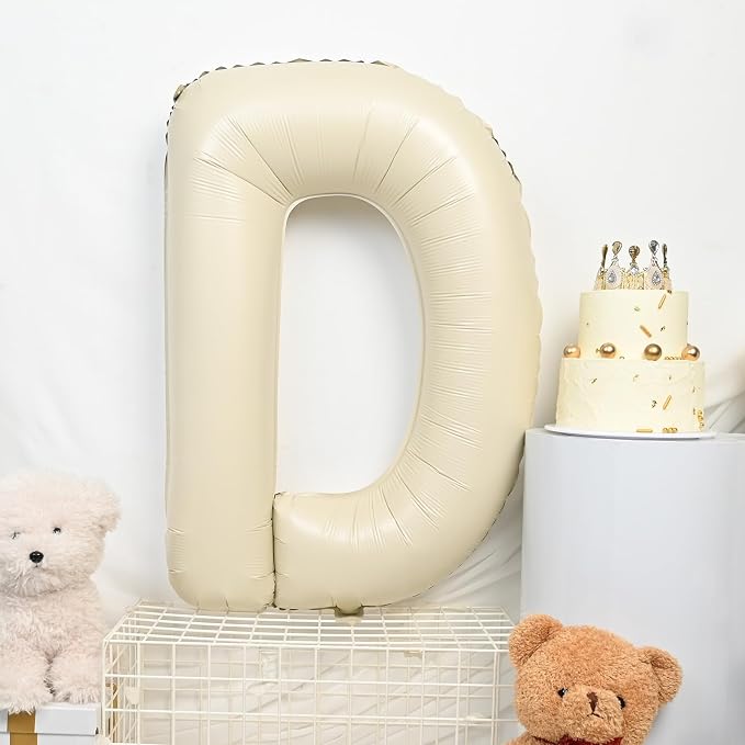Cream R Letter Balloons, 40 Inch Letter R Balloon Beige, Helium Custom Letter - Image 5