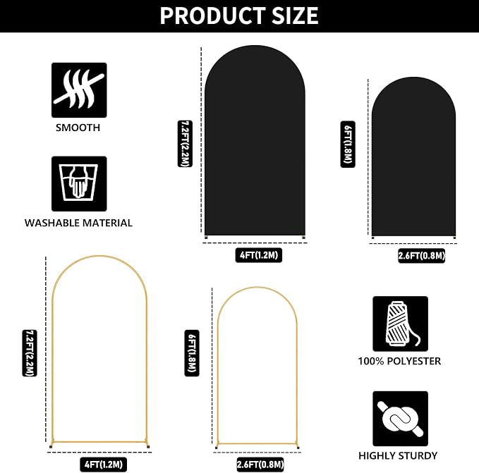 2 Pack Arch Backdrop Stand and Cover Set, Balloon Arch Stand | Metal Background - Image 4