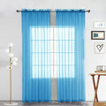 SpaceDresser Basic Rod Pocket Sheer Voile Window Curtain Panels Cyan Blue 1 by SpaceDresser