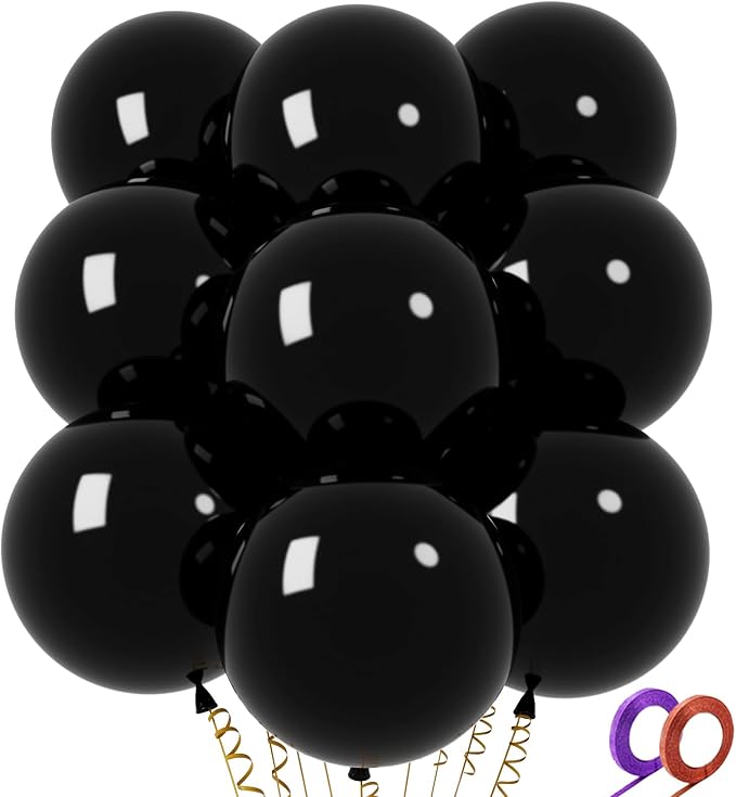 32Pcs Black Big Balloons 18 Inch, Round Large Latex Party Balloons by Qikoolaa