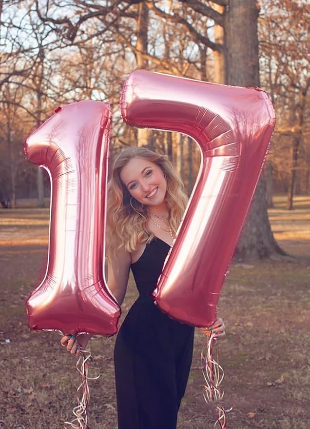 8 Balloon Numbers Party Decorations, 40In Pearl Pink Balloons - Image 4