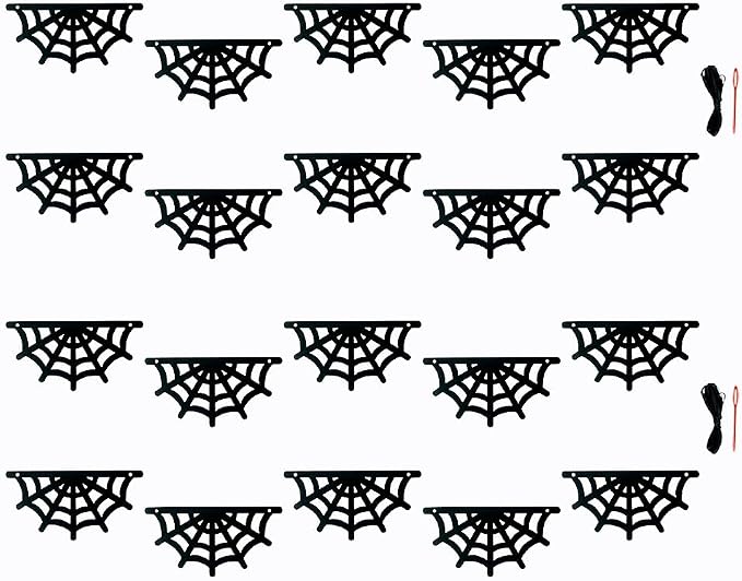 SaktopDeco 2 Pack Felt Spiderweb Garland Banner Hanging Spiderweb Decorations - Image 3