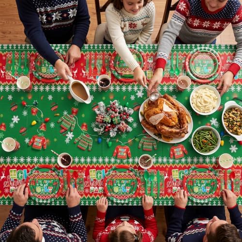 Ceenna Christmas Ugly Sweater Party Supply Decoration for 50, Green Red - Image 4