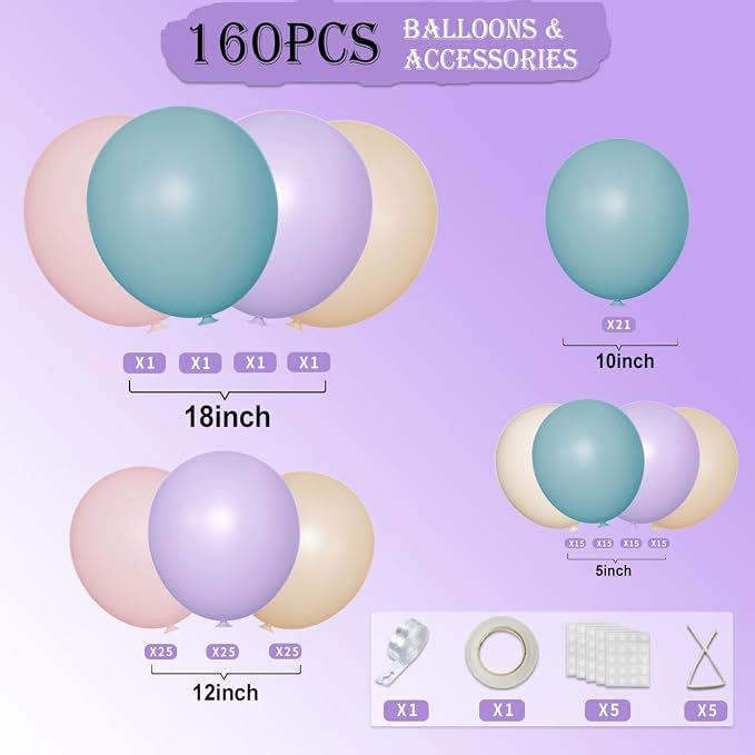 Blue Purple Pink Nude Balloon Garland Arch Kit - Image 2