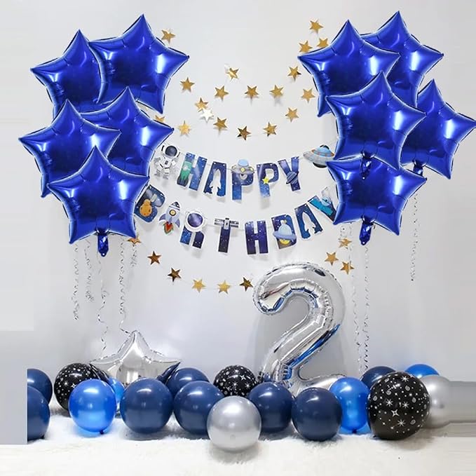 TONIFUL 30 Pcs Star Shaped Balloons 18 Inch Large Navy Blue Foil Balloons | Big - Image 5