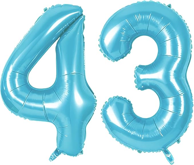 Number 43 Balloons for 43rd Birthday Party Decorations, 0-100 Large No.43 by Joycard