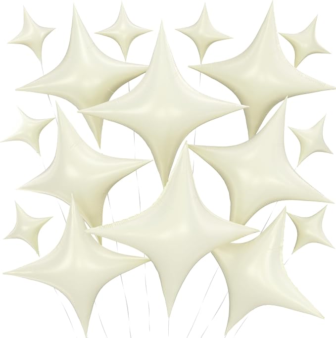 Cream Balloons, 26 Inch and 10 Inch Cream Stars Shaped Balloon by BIAPIAN