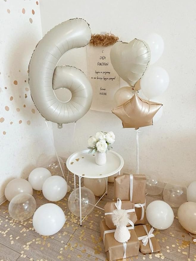 4 Balloon Number 40 Inch Cream Balloons - Image 4