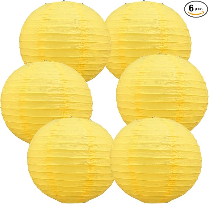 BEISHIDA 10Inch Yellow Paper Lanterns 6 Packs Hanging Round Chinese Lantern | by Beishida