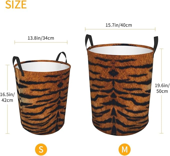 Tiger Animal Texture Round Laundry Hamper Storage Basket Toys Clothes Organizer - Image 4