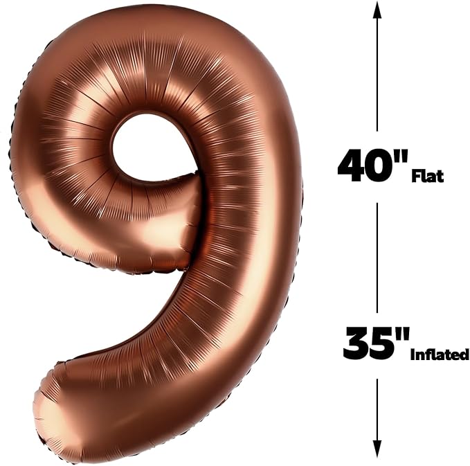 Coffee Brown Number 9 Balloon 40 inch, Birthday Party Balloons Decorations | - Image 3