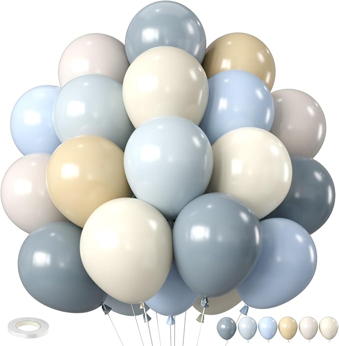 Dusty Blue Nude Beige Balloons, 12 Inch Beige Blue Blush Brown Cream Sand White by BIAPIAN