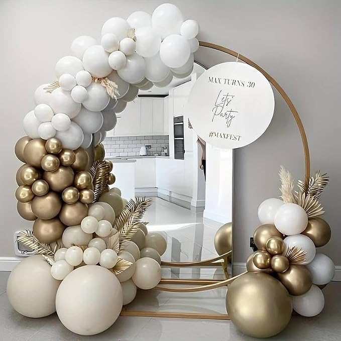 Sand White Gold Balloon Arch Kit, Party Decor. | White, chrome gold metallic - Image 5