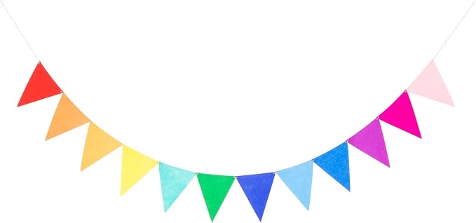 LOVENJOY 2 Assembled Rainbow Banners Felt Bunting Multicolor - Image 6