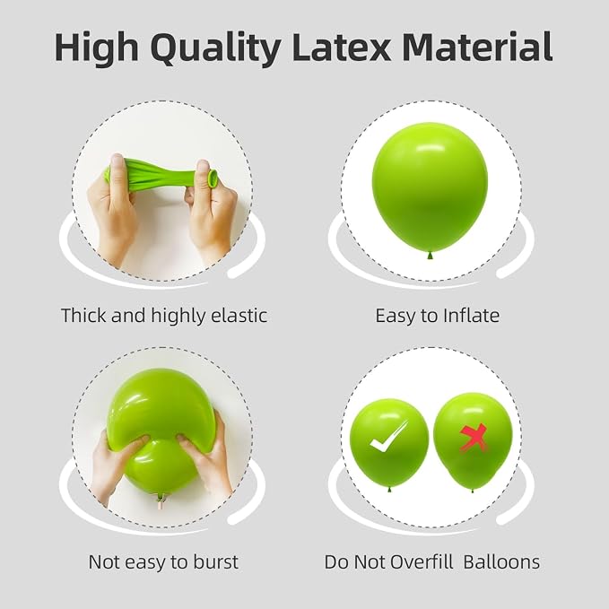 Lime Green Balloons Different Sizes 135pcs 18 12 10 5 Inch Light Green Balloon - Image 3