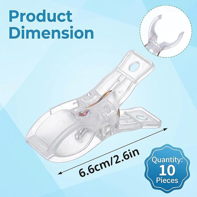 10 Pack 2.6-Inch Clips for Balloon Arch Backdrop, Heavy Duty Clear Background - Image 2