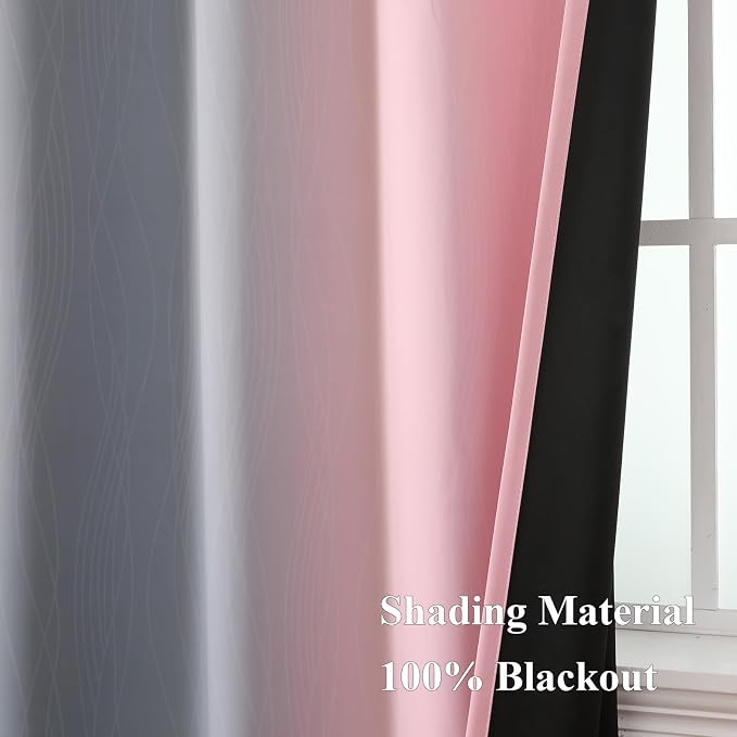 Ombre Grey and Pink Blackout Curtains 72 Inch Length 2 Panels, Full Room - Image 5
