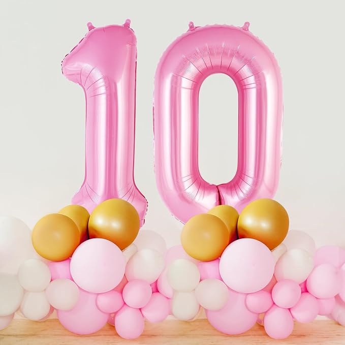 Pink Number 10 Balloon, 40 Inch Big Large Foil Helium Number Balloons, Giant - Image 4