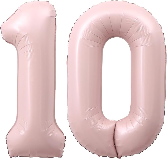 40 Inch Light Pink Number 10 Balloon 0-9 10th Foil Big Giant | Digital by SULALABOO