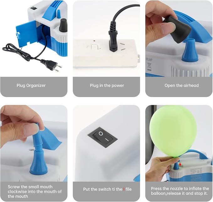 Portable Dual Nozzle Blue White 110V 700W Electric Balloon Blower Pump - Image 3