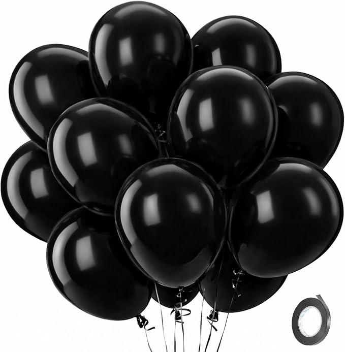 Patimate Latex Matte Black Balloons 100pcs 12 Inch | Black Balloons by PatimateDirect